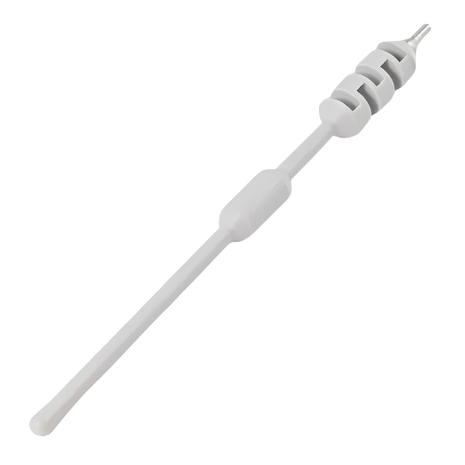 A white InkJecta Medium Torsion Bar for tattoo machines with ridges for easy removal and replacement, measuring approximately 86mm in length.