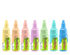 Set of six colorful ink bottles
