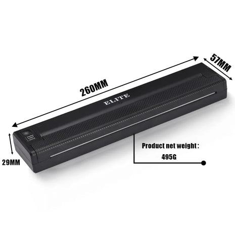 Elite tattoo stencil printer, portable and wireless dimensions 