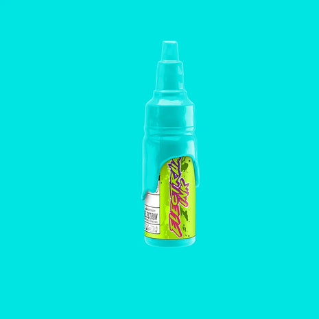 A bottle of Electrum Tattoo Ink in a vibrant teal color, with a label that includes the product name and the phrase 'Salty Tears'.