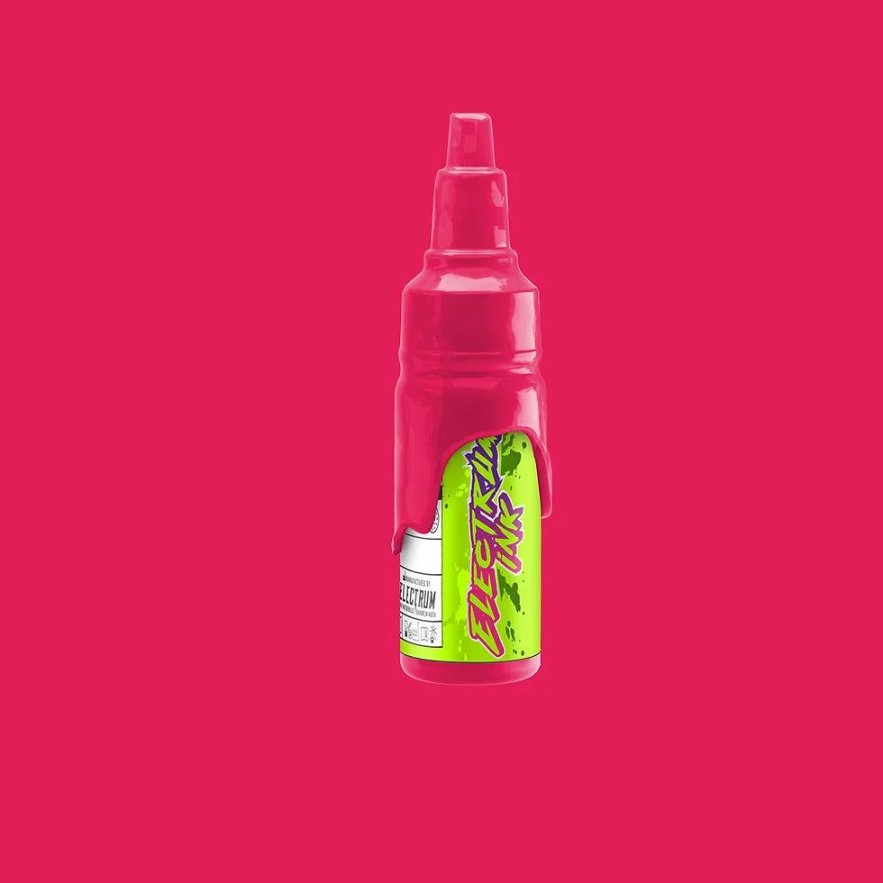 a bottle of Electrum Ink Called Synth Pink - its a bright pink thats a warm strawberry pink