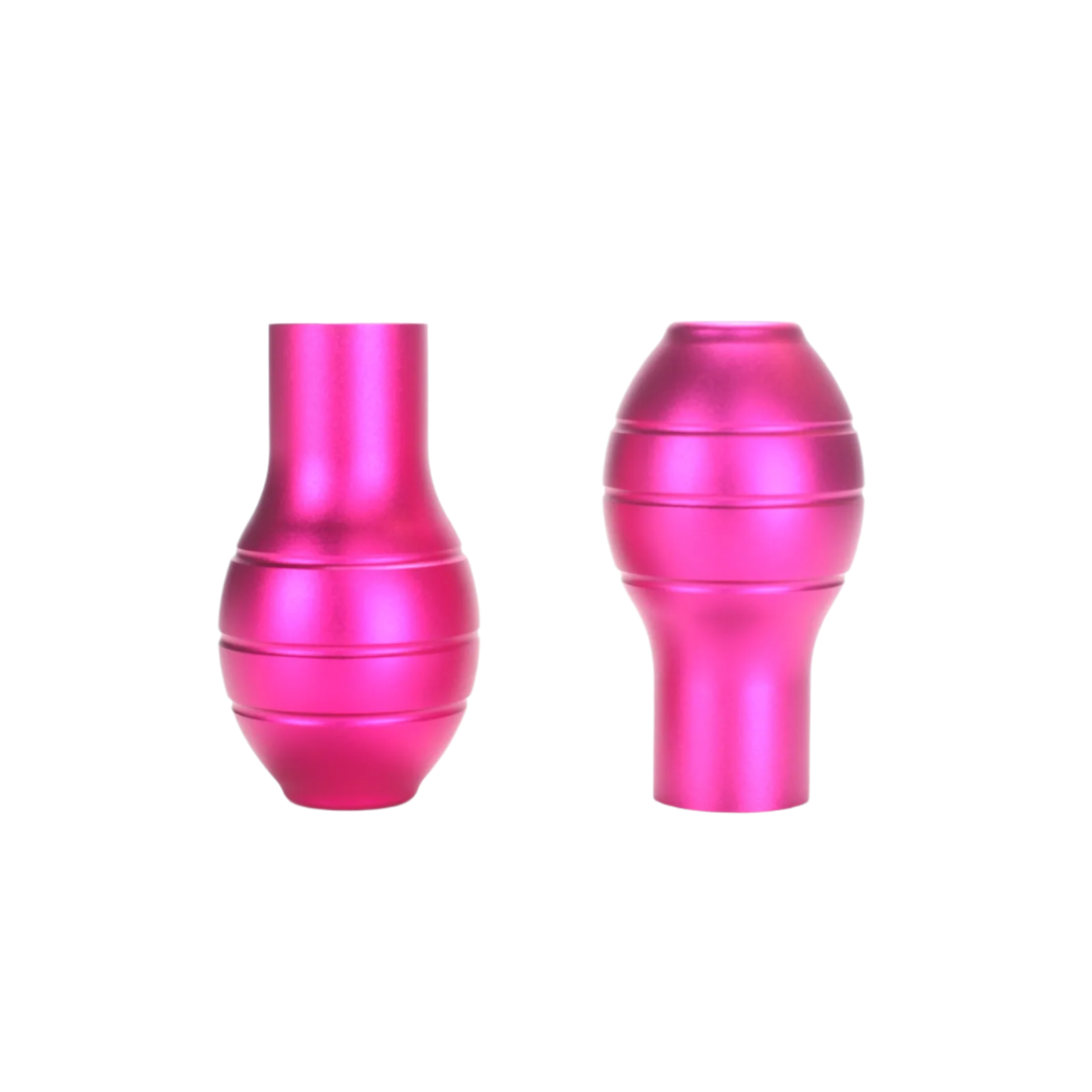 Two neon blossom colored Killer Bee type grips for Electrum Ergon tattoo pen machines, displayed against a white background.