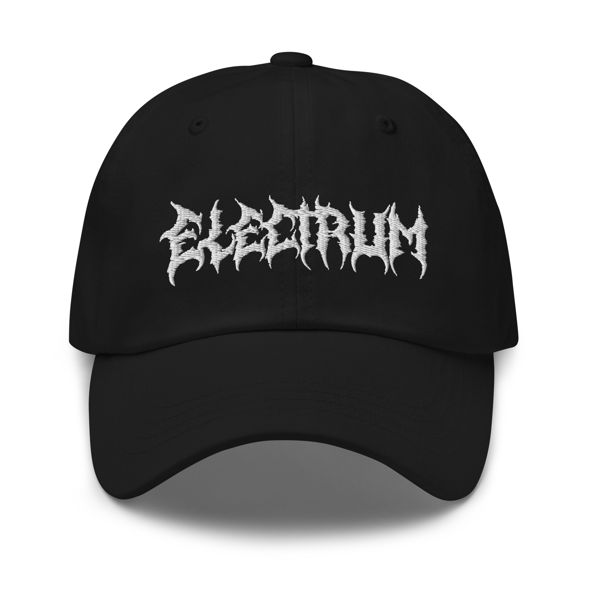 Black cap with 'Electrum' logo in a metal style font