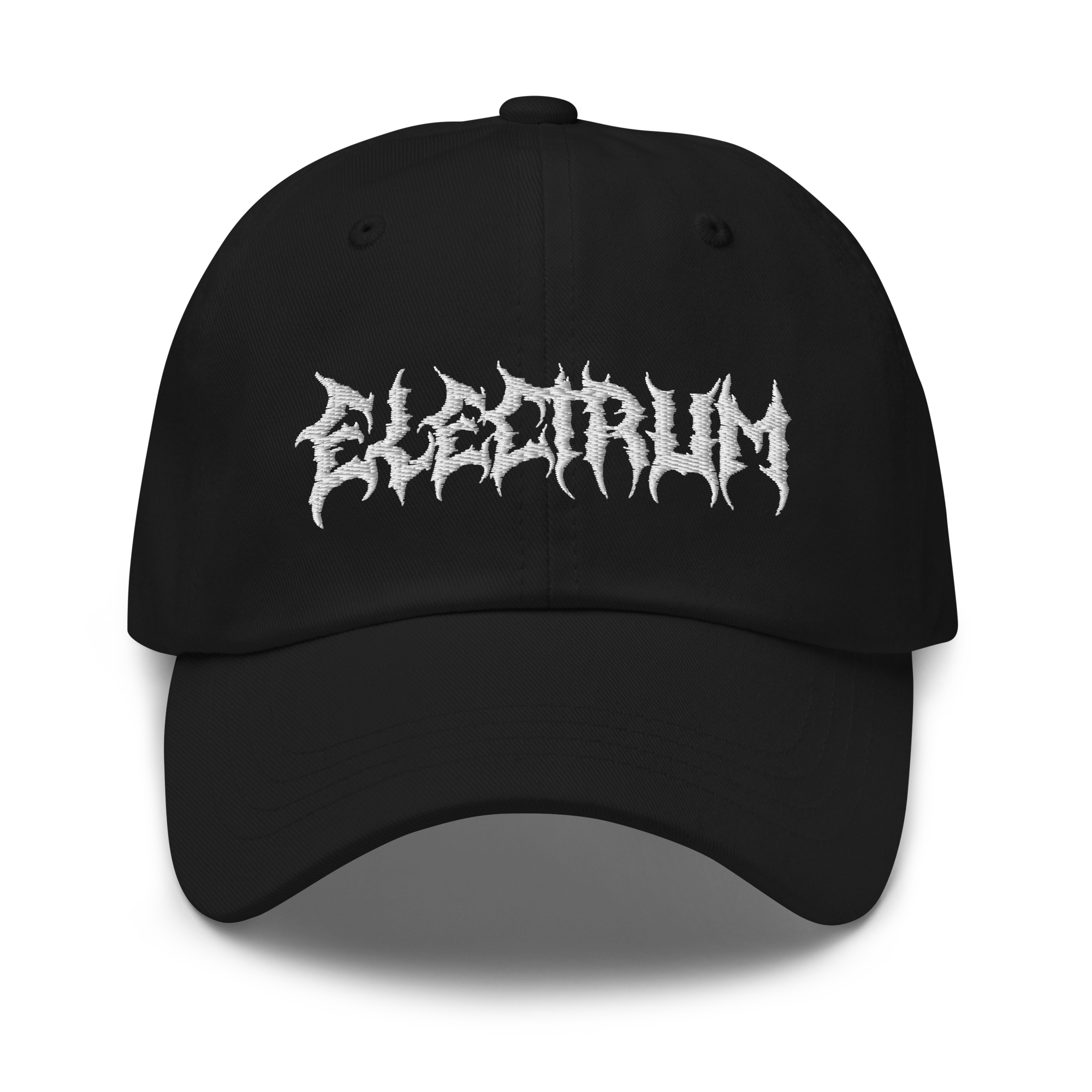 Black cap with 'Electrum' logo in a metal style font