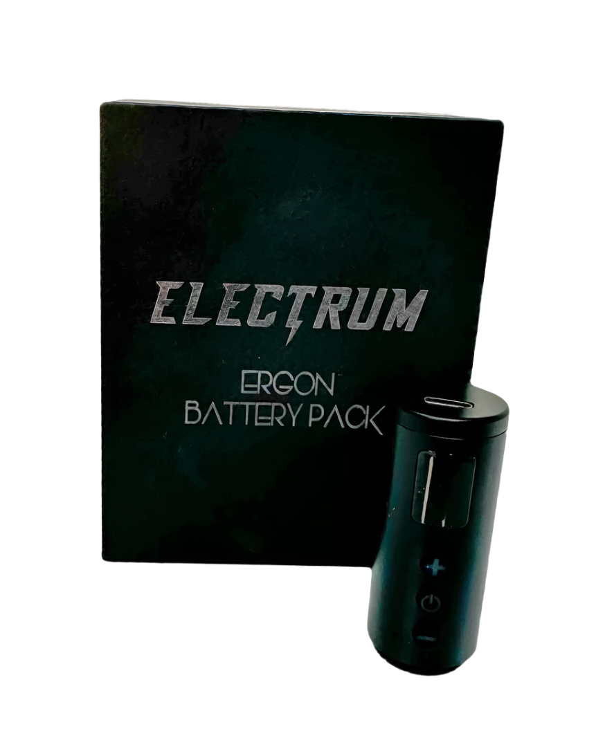 Electrum Ergon Battery Pack, showing a black battery and its packaging with the brand name and product name visible.