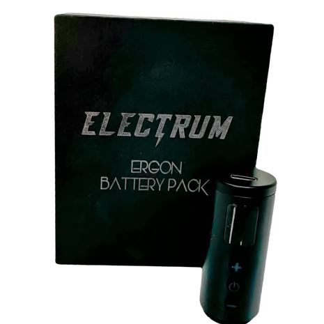 Electrum Ergon Battery Pack, showing a black battery and its packaging with the brand name and product name visible.