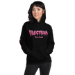 Black hoodie with Pink Electrum Logo on the front with subtle humurous message on the back, super comfy and pre-shrunk