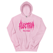 Pink hoodie with pink metal electrum text 