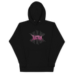 Black hoodie with pink and grey 'Electrum' logo