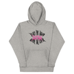 Gray hoodie with a black and pink electrum black ink squad 