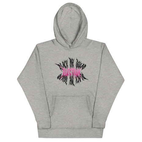 Gray hoodie with a black and pink electrum black ink squad 